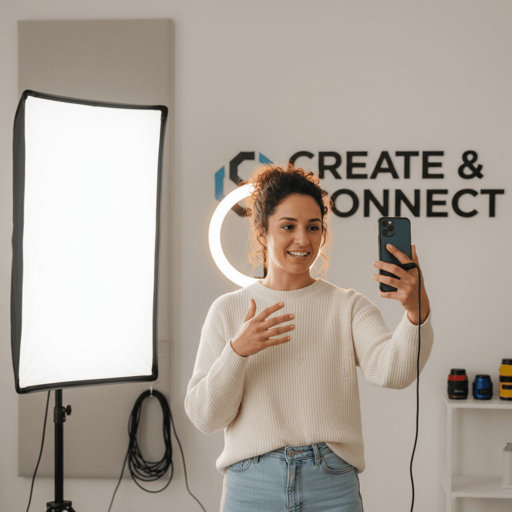 Content creator recording authentic partnership video